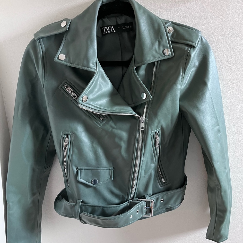 Zara Green Leather Jacket